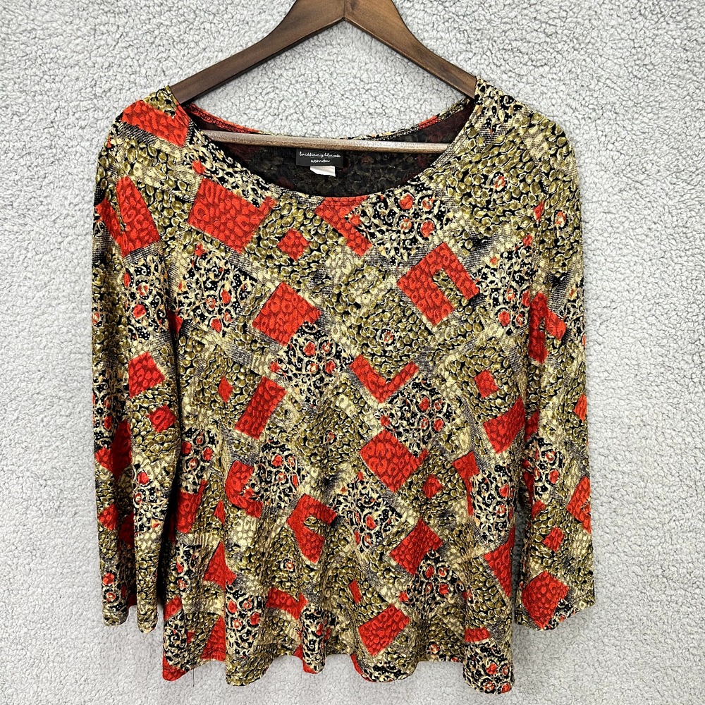 Brittany Black Top 1X Red Animal Geo Print Y2K Maximalist Festival Retro Alt